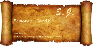 Simonyi Jenő névjegykártya